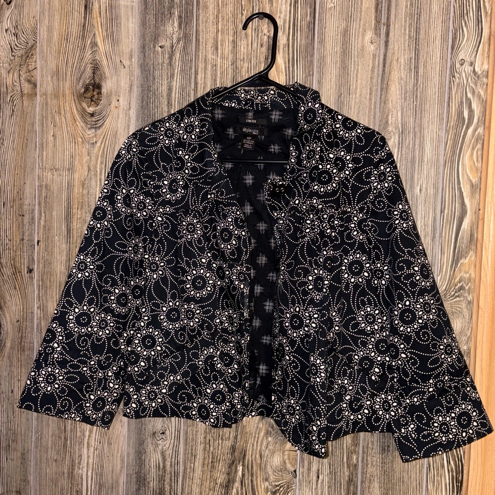 Style & Co. Black and White Floral Cardigan